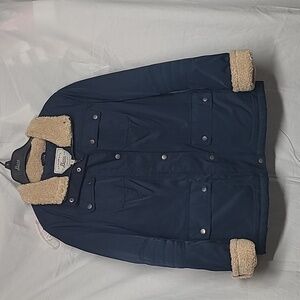 Bass Women's Navy Winter Jacket with Tan Accents